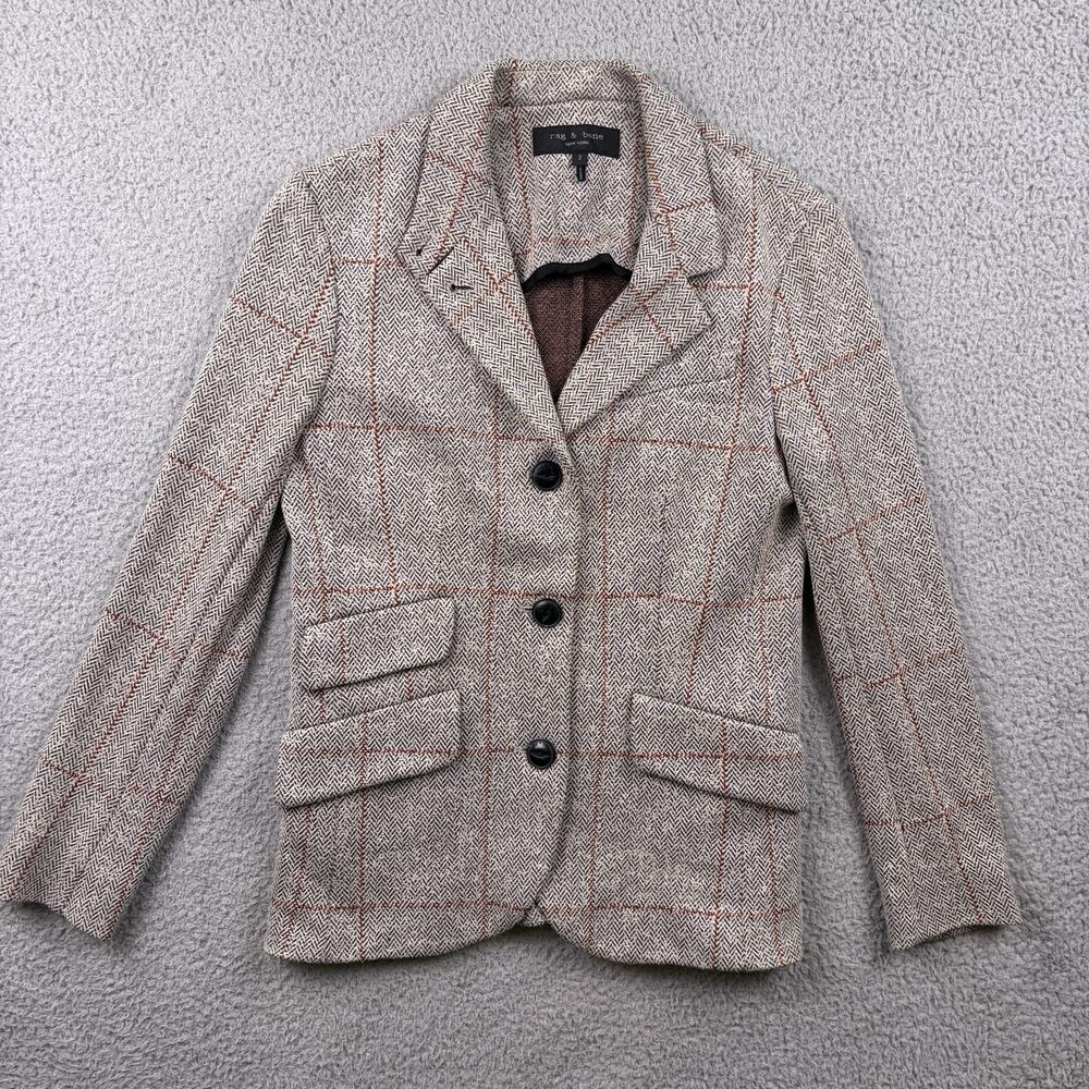 Rag & Bone Blazer Womens 2 Gray Slade Herringbone Windowpane Check
